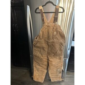Vintage Y2K Carhartt Overalls Men 44X30 Double Knee Canvas Carpenter Paint